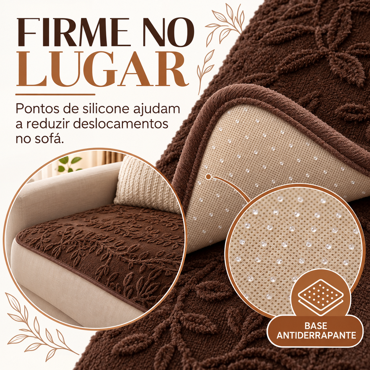 Base com pontos de silicone antiderrapantes da capa Casaro Folhagem