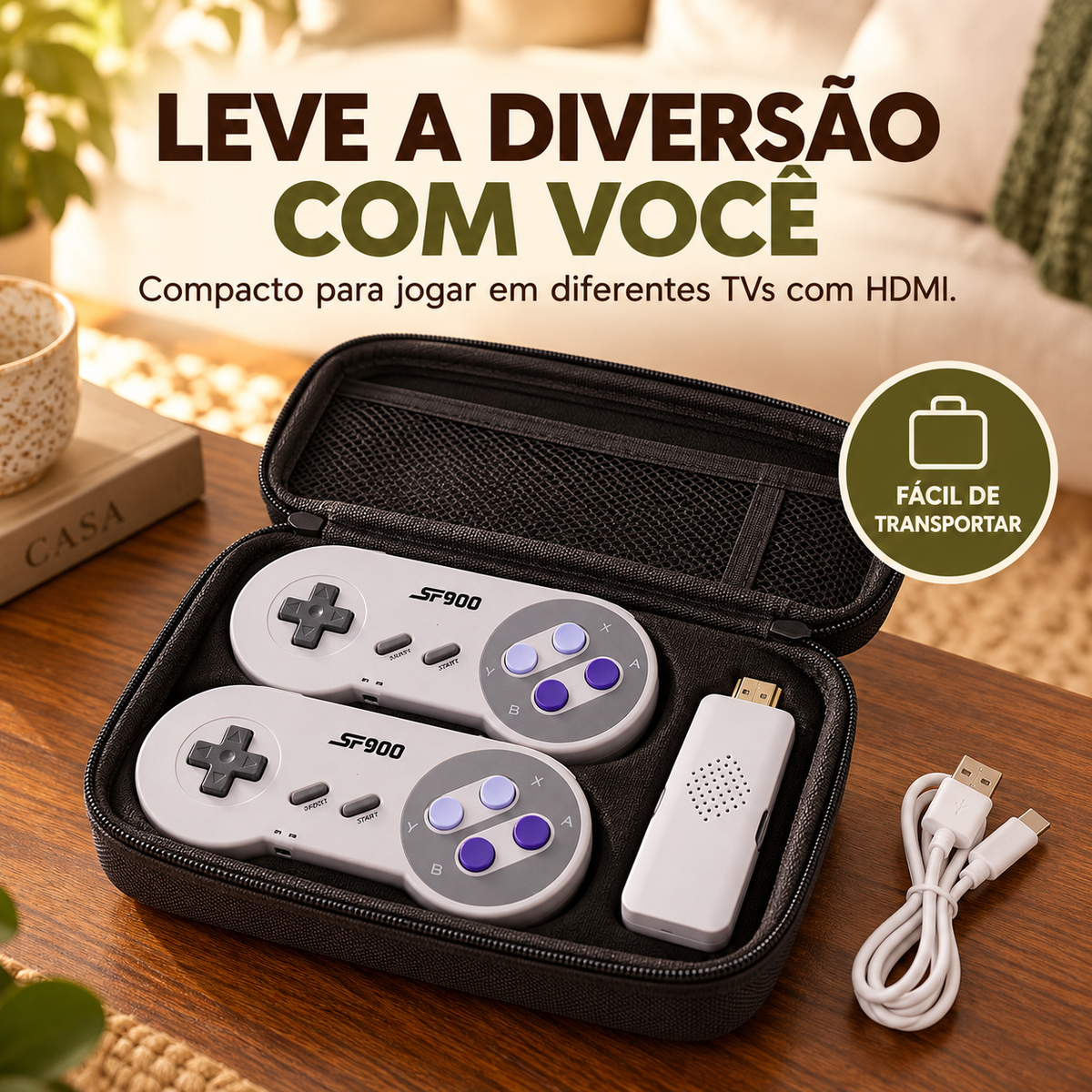 Console retrô compacto e fácil de transportar