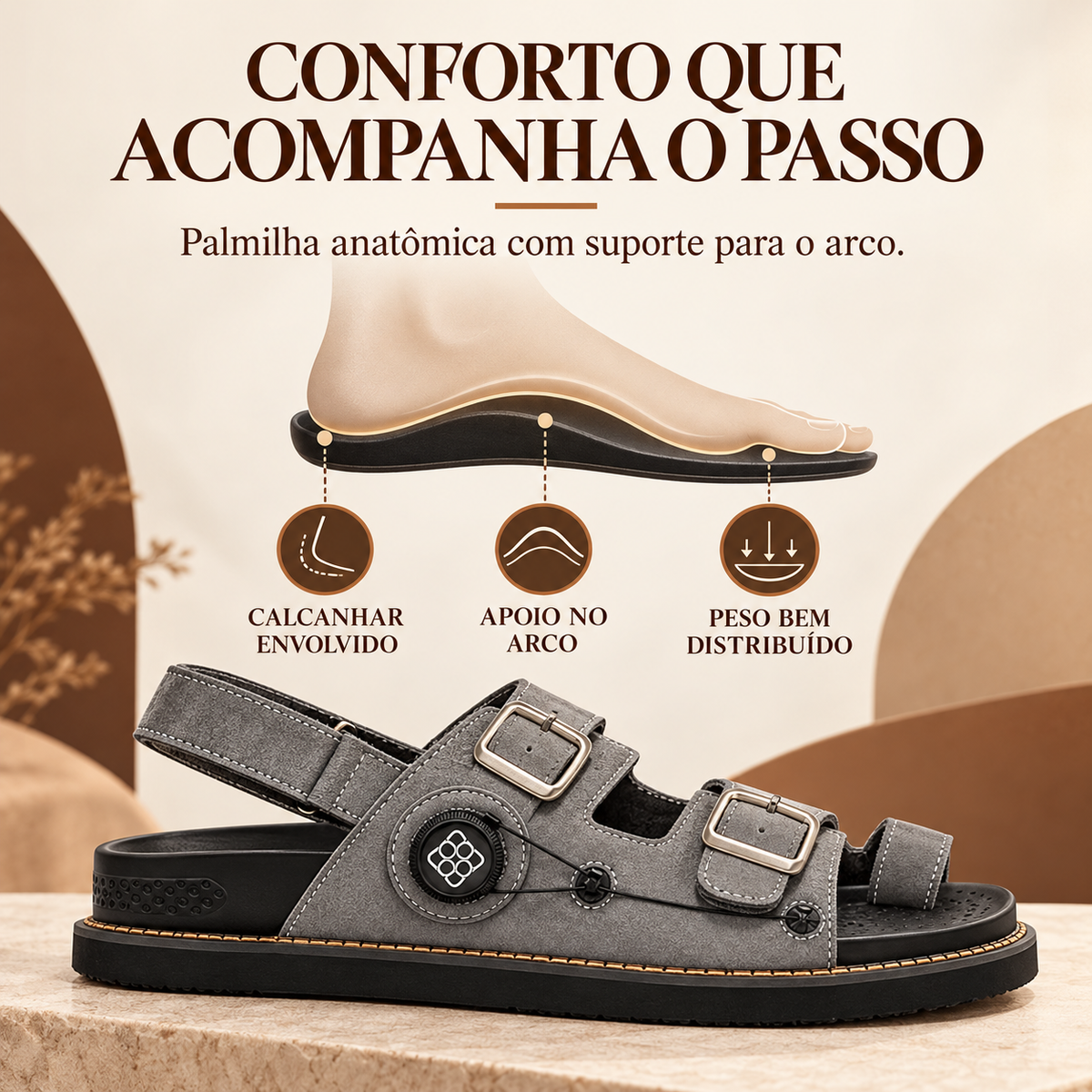 Palmilha anatômica com suporte para o arco