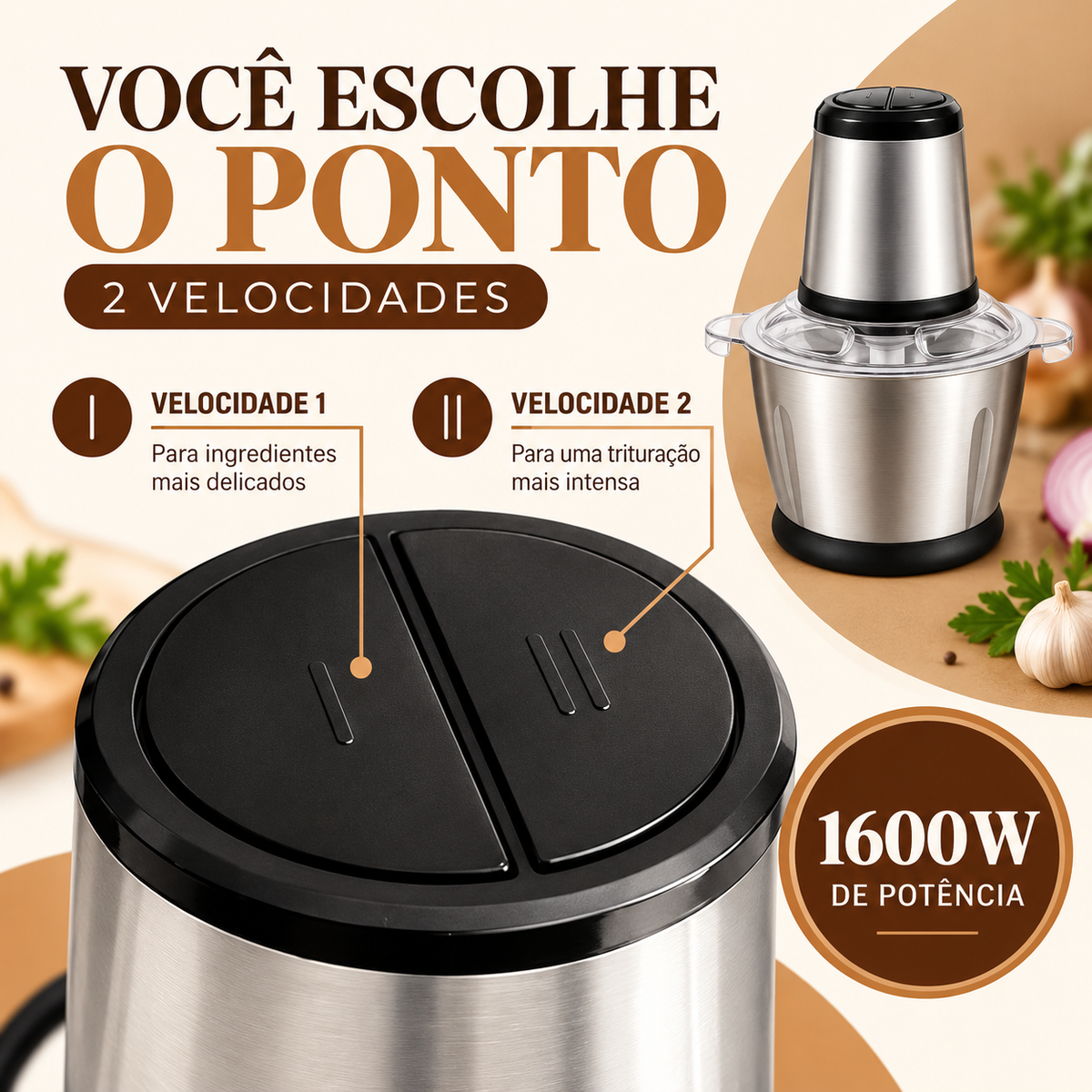 Duas velocidades e 1600W do triturador Casaro ChefMix