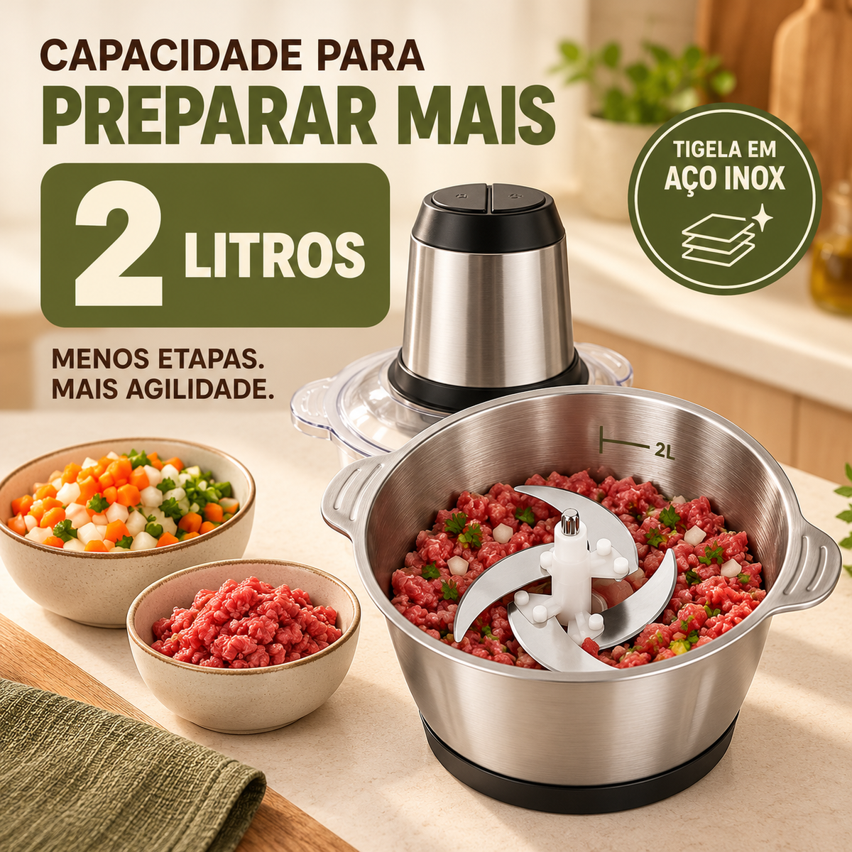 Tigela de 2 litros em aço inox Casaro ChefMix