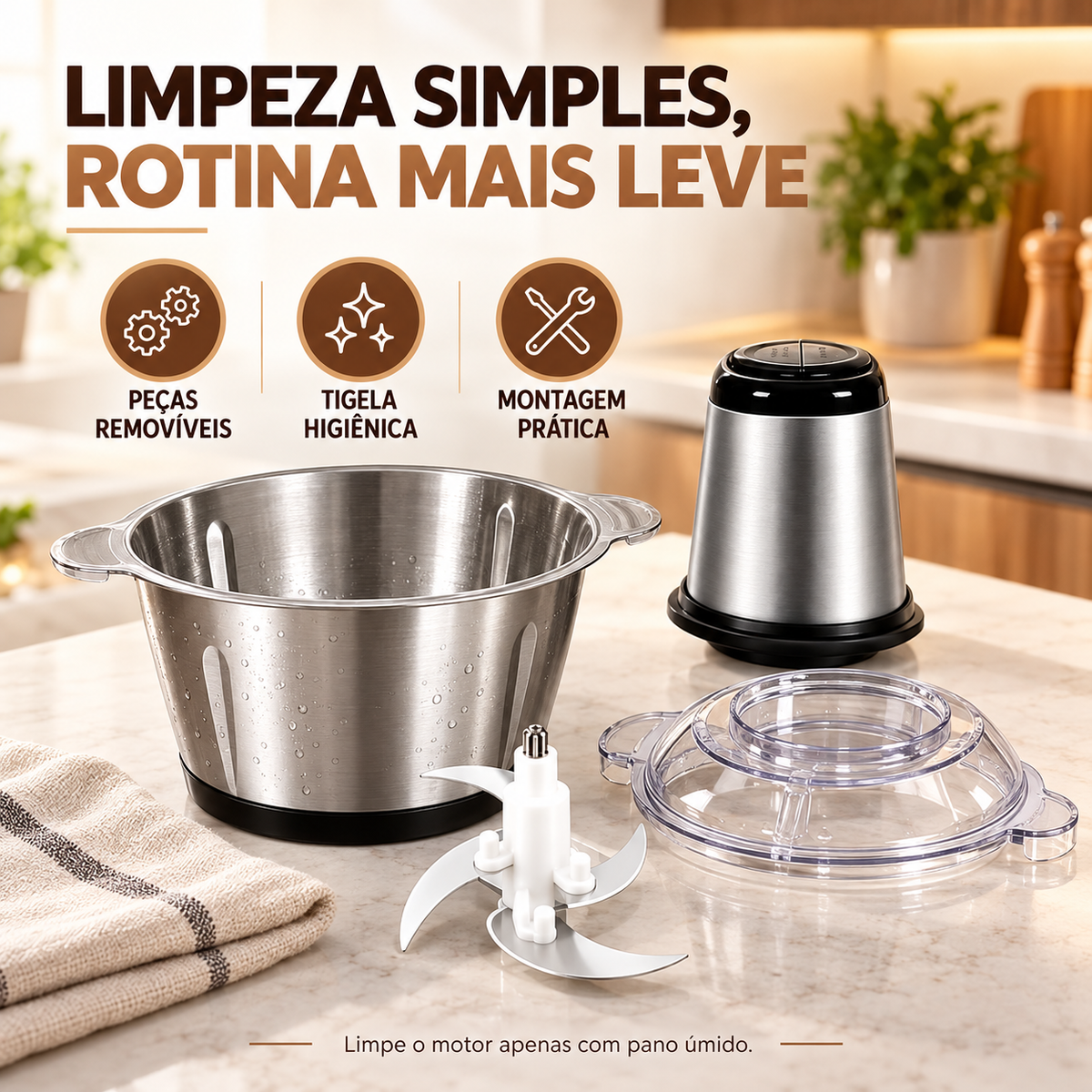 Peças removíveis e limpeza do triturador Casaro ChefMix