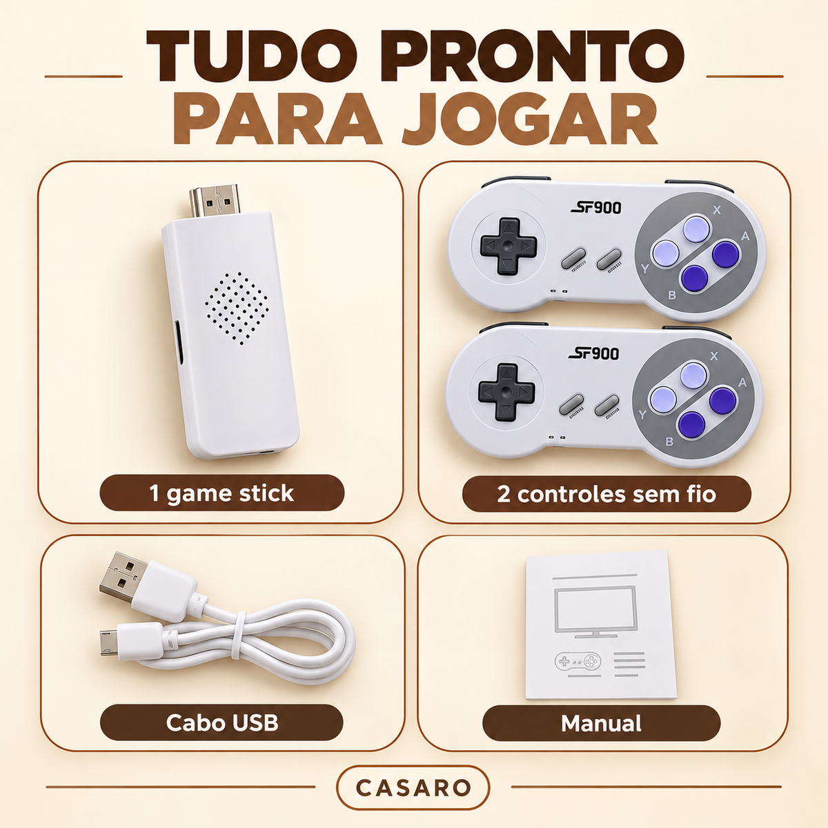 Conteúdo do kit Casaro RetroPlay