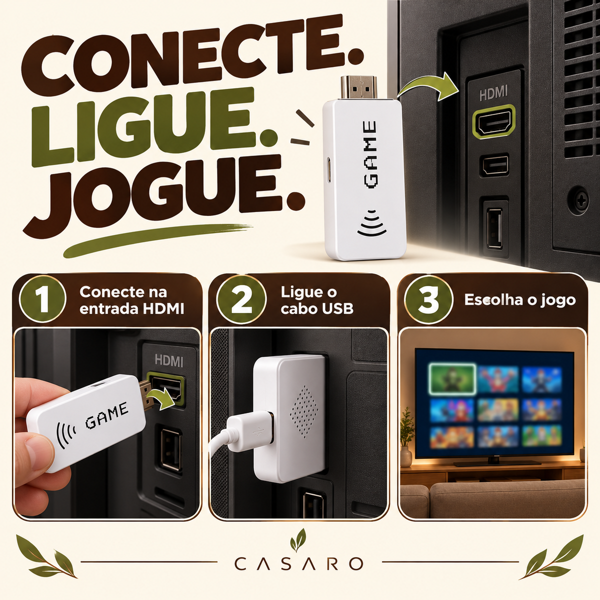 Como instalar o console Casaro RetroPlay na entrada HDMI