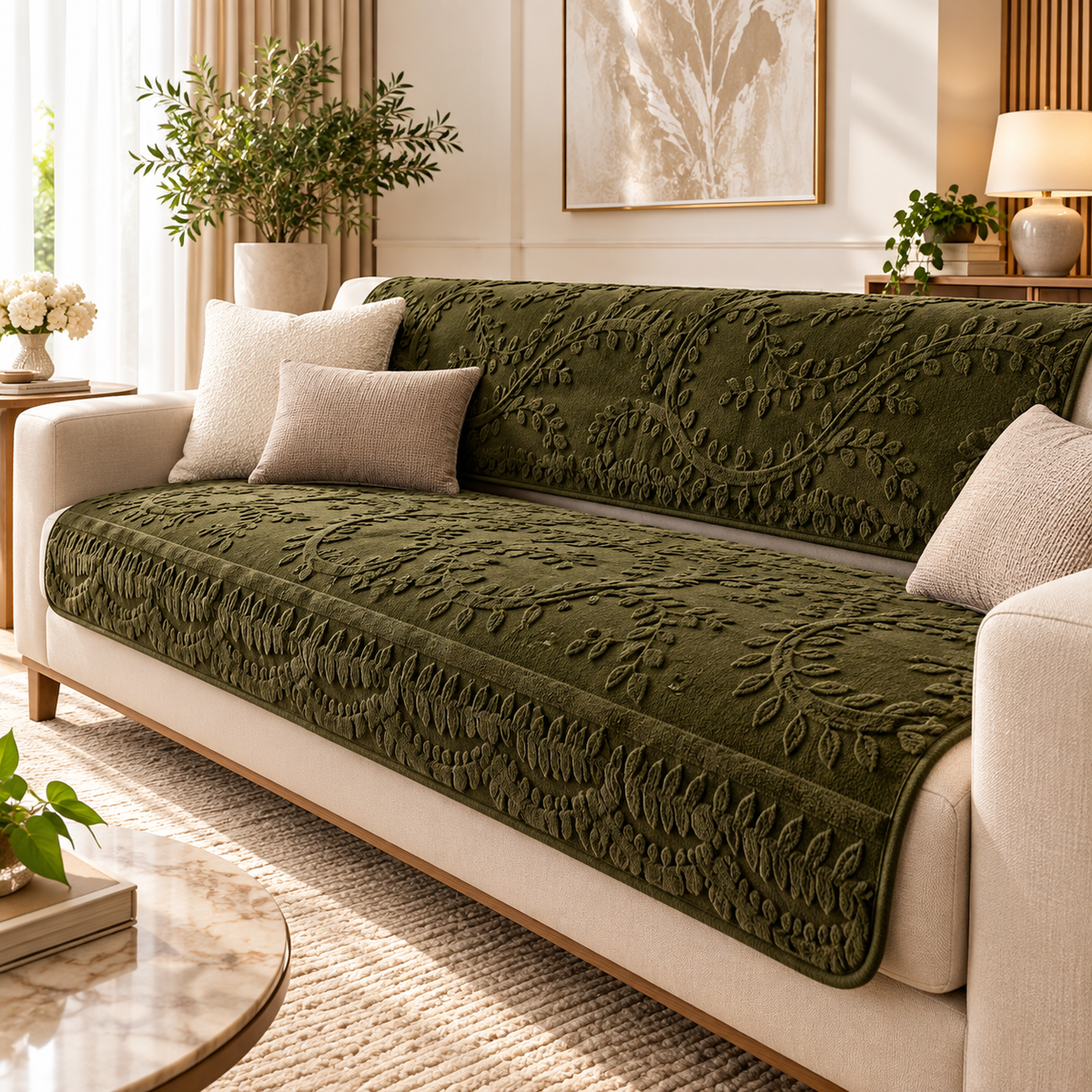 Duas capas modulares Casaro Folhagem na cor Verde Oliva
