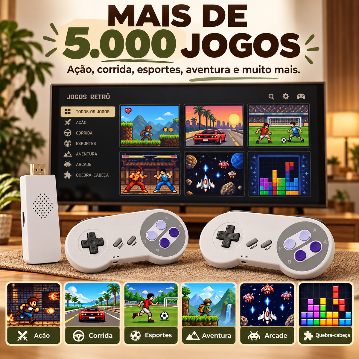 Mais de 5.000 jogos retrô em diversas categorias
