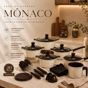 Jogo De Panela Monaco Cerâmica Premium 20PCS - Antiaderente