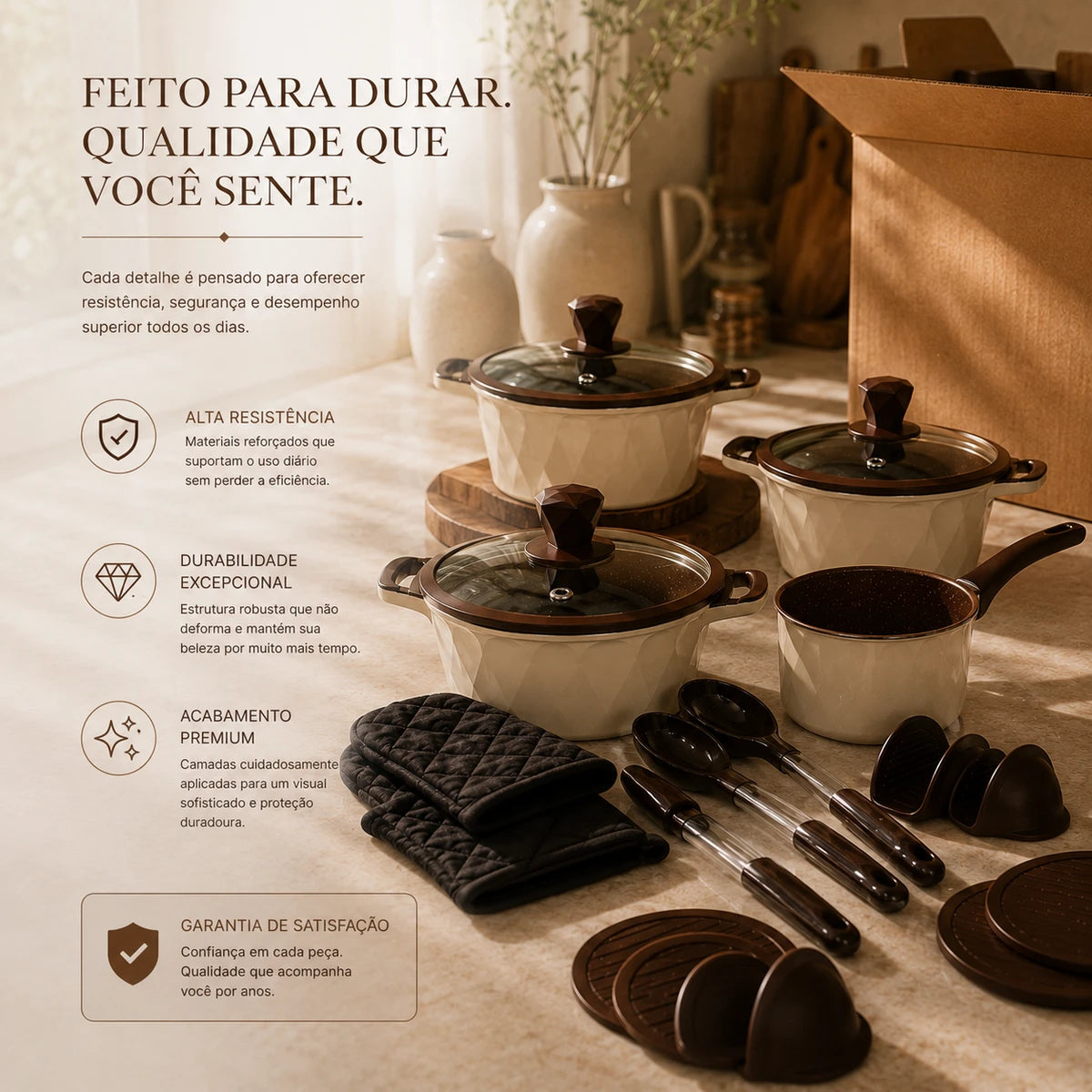 Jogo De Panela Monaco Cerâmica Premium 20PCS - Antiaderente