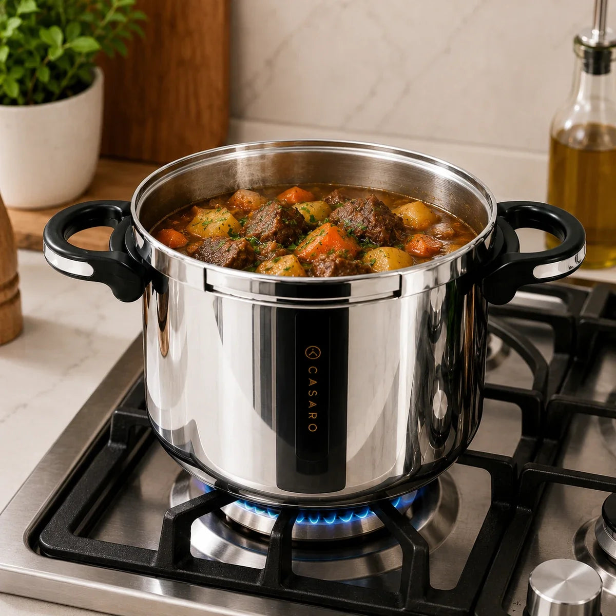 [Compre 1 e Leve 2] Panela de Pressão Turbo de Aço Inoxidável + Brinde: Kit de Utensílios