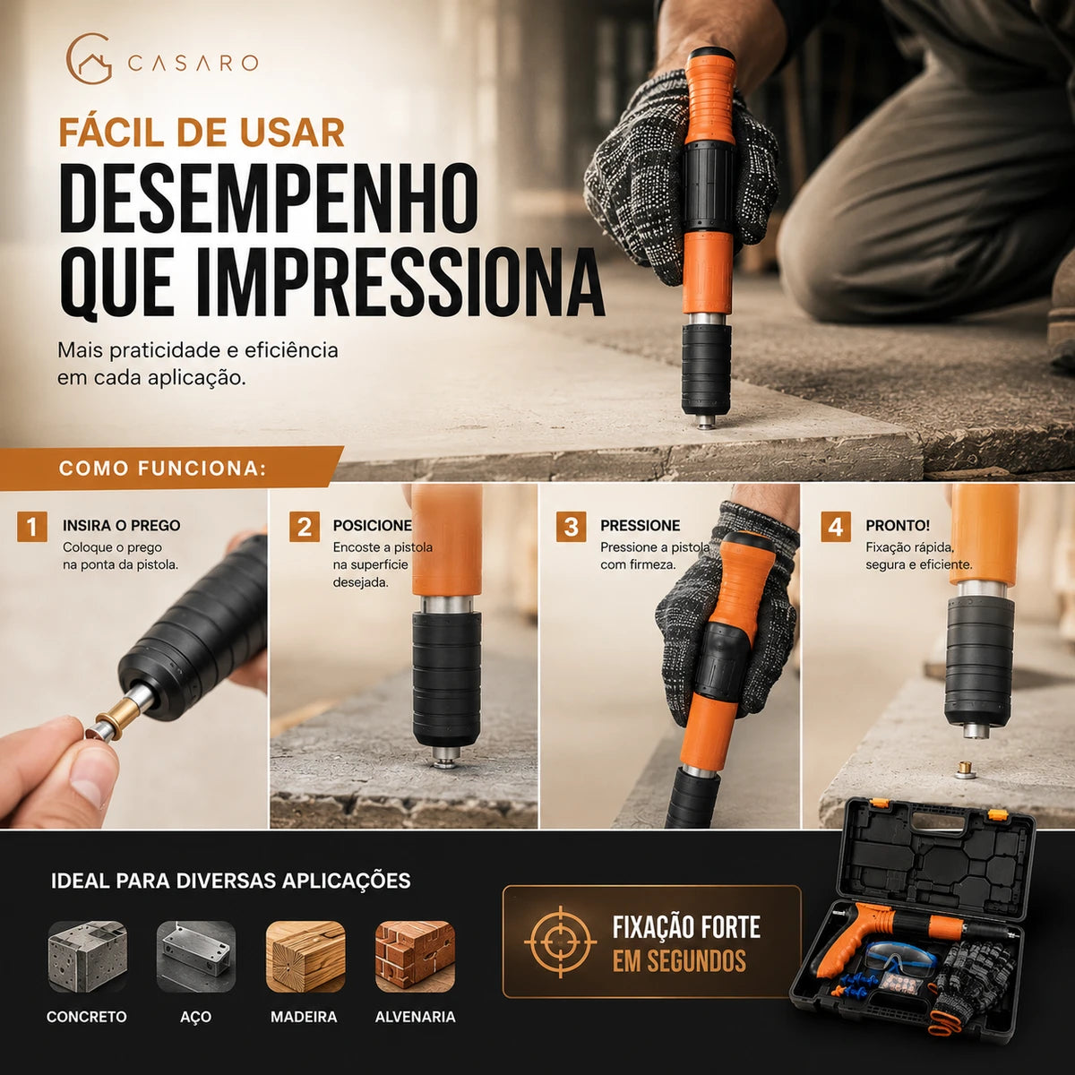 Kit Pistola de Pregos Completo Profissional - Precisão e Segurança em um único Item