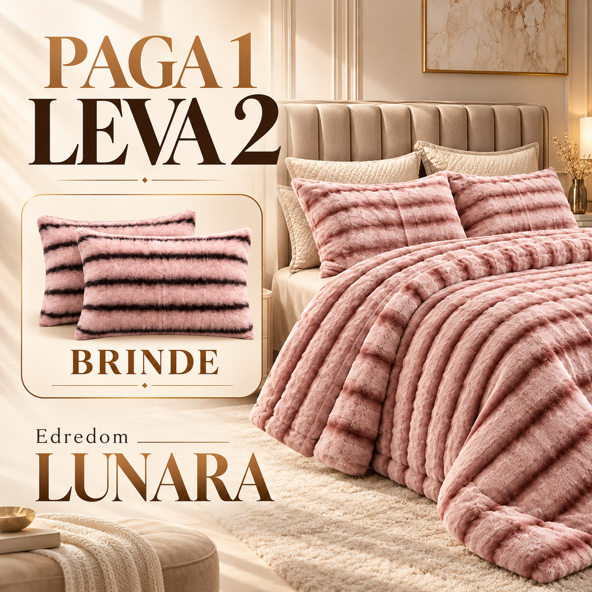 [LEVE 2 PAGUE 1] Edredom Lunara em 100% Algodão Premium +2 BRINDES: Capas para Travesseiro