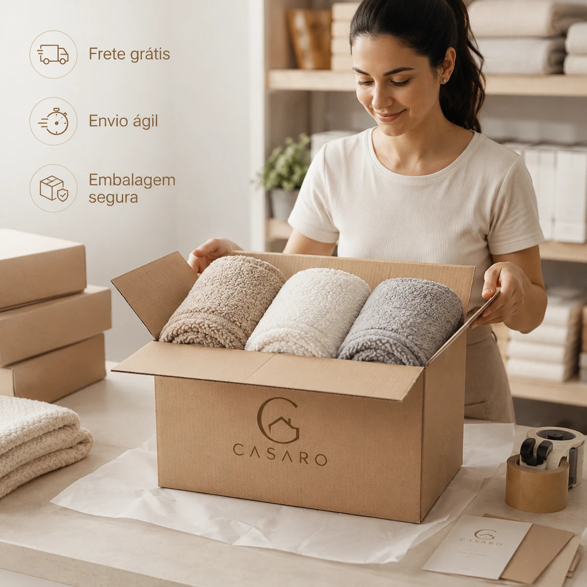 [COMPRE 1, LEVE 3] Coberdrom Casal Sherpa - Edredom Premium Algodão Turco e pele de Carneiro