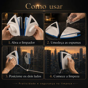 [LEVE 2, PAGUE SÓ 1!] CleanGrip - Limpador Magnético De Vidros e Janelas Limpeza Com Total Segurança