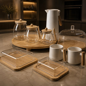 Kit Mesa Posta Bambu com Potes - Elegância e Sofisticação em cada peça