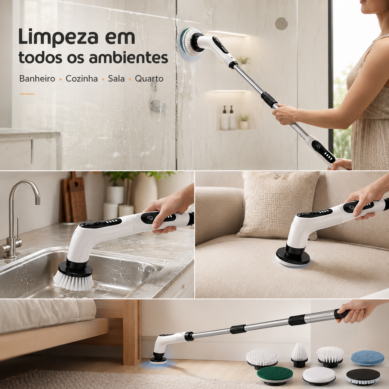 Escova Elétrica Multifuncional 9 em 1 + KIT de limpeza Premium