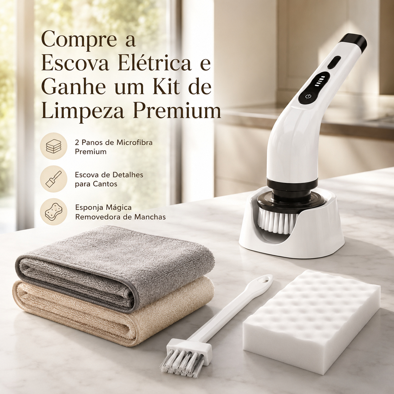 Escova Elétrica Multifuncional 9 em 1 + KIT de limpeza Premium