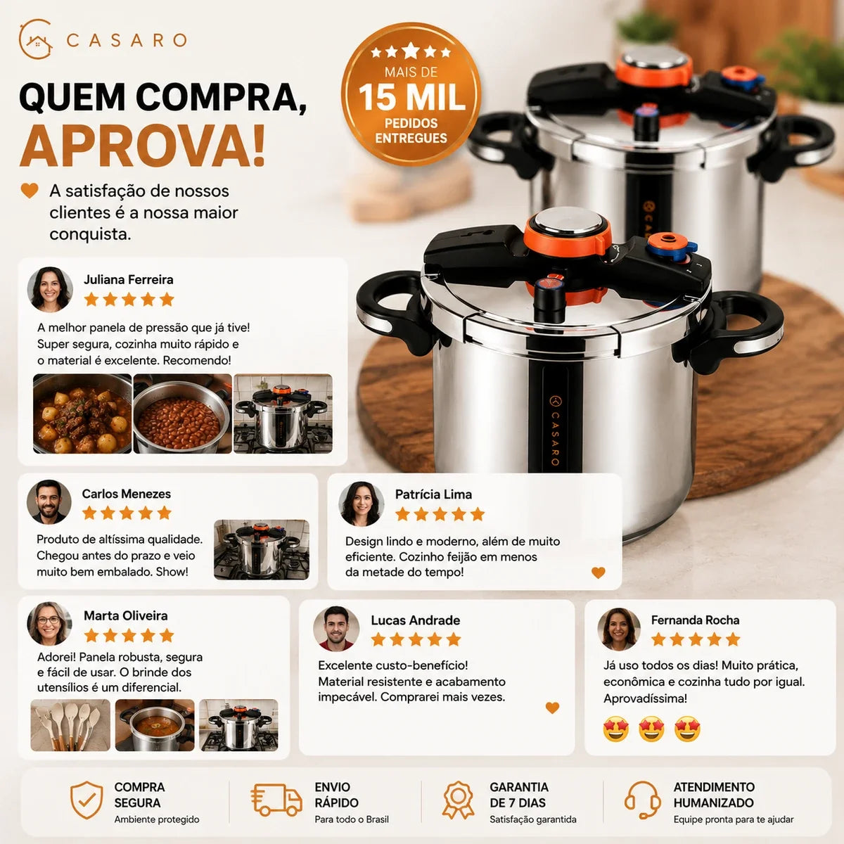 [Compre 1 e Leve 2] Panela de Pressão Turbo de Aço Inoxidável + Brinde: Kit de Utensílios