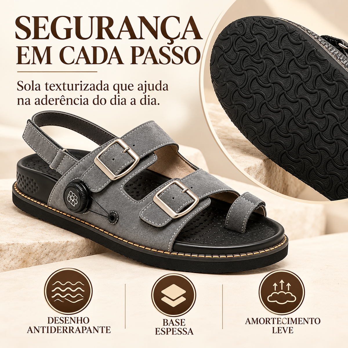 Sola texturizada da sandália Casaro Alinha